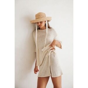 Lightweight Crochet Swim Coverup skirt in Cream